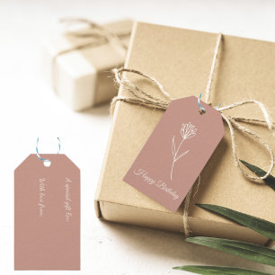 Elegant Dusty Rose Simple Flower Name Gift Tags
