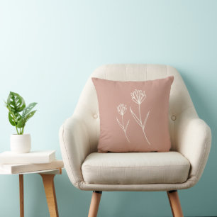 Elegant Dusty Rose Simple Flower Name Throw Pillow