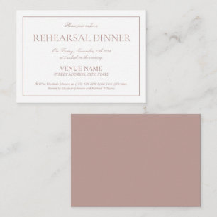 Elegant Dusty Rose Simple Script Rehearsal Dinner Enclosure Card
