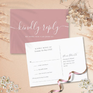 Elegant Dusty Rose Song Request RSVP Postcard
