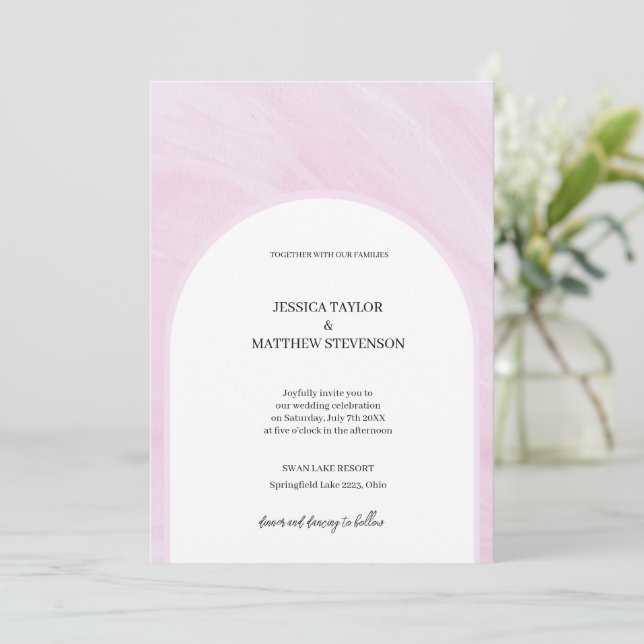 Elegant Dusty Rose Summer Wedding Invitation (Standing Front)