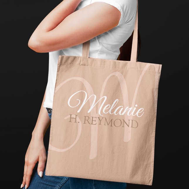 Elegant Dusty Rose Tote Bag with her Name (Creator Uploaded)