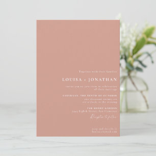 Elegant Dusty Rose Trendy Script Minimal Wedding Invitation