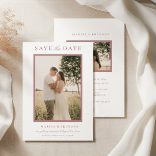Elegant Dusty Rose Two Sided Photo Wedding Save The Date