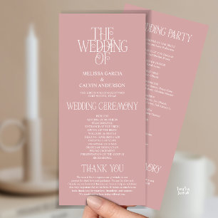 Elegant Dusty Rose Typography Wedding Program