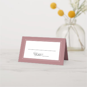Elegant   Dusty Rose Wedding Name and Table Number Place Card