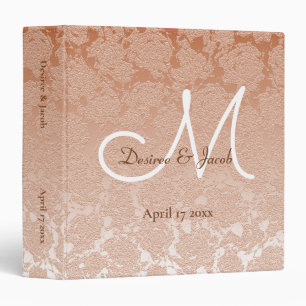 Elegant Dusty Rose White Brown Wedding Monogram Binder