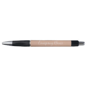 Elegant Dusty Rose White Script Text Company Name Pen