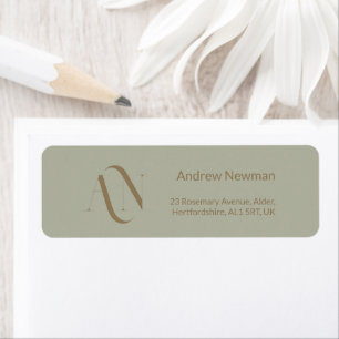 Elegant Dusty Sage and Gold Monogram 