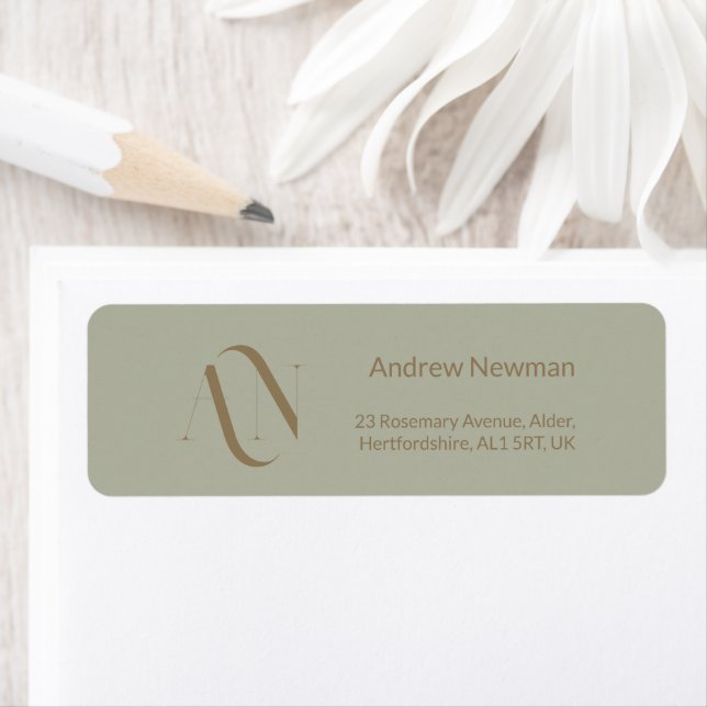 Elegant Dusty Sage and Gold Monogram  (Insitu)
