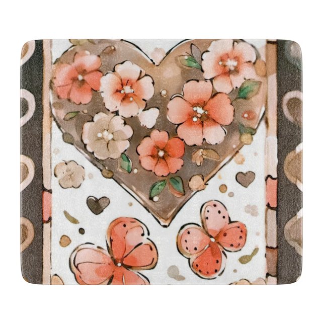Elegant Earth Tone Watercolor Design Cutting Board (Front)