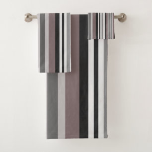 Elegant Earth Tones Brown Savannah Stripes Pattern Bath Towel Set