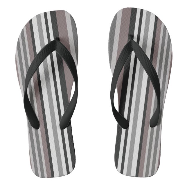 Elegant Earth Tones Brown Savannah Stripes Pattern Flip Flops (Footbed)