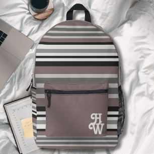 Elegant Earth Tones Brown Savannah Stripes Pattern Printed Backpack