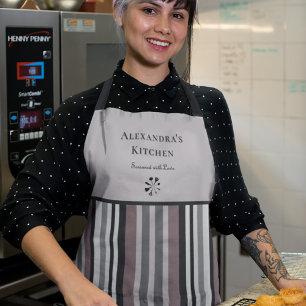 Elegant Earth Tones Brown Stripes Custom Kitchen Apron