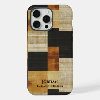 Elegant Earth Tones Grid – Black and Ochre Harmony iPhone 15 Pro Max Case