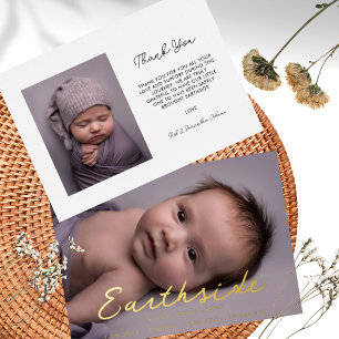 Elegant Earthside Script Baby Announcement