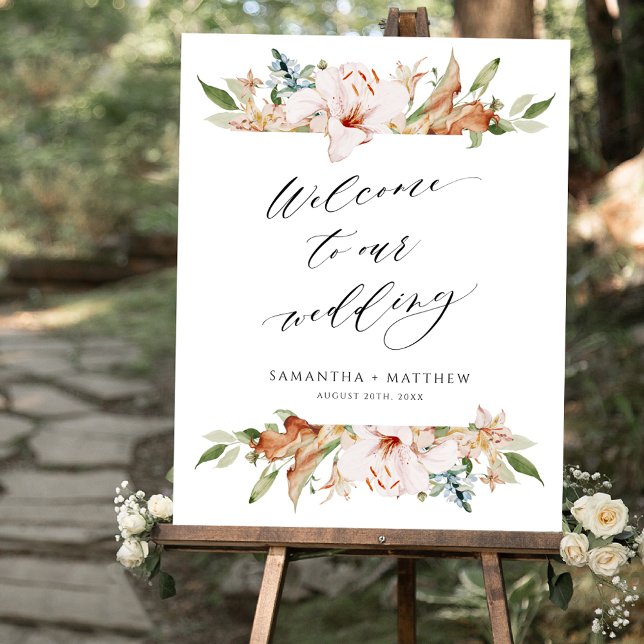 Elegant Earthy Blooms, Sage Wedding Welcome Sign (Creator Uploaded)
