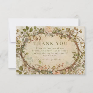 Elegant Earthy Boho Floral Arch Wedding Thank You Card