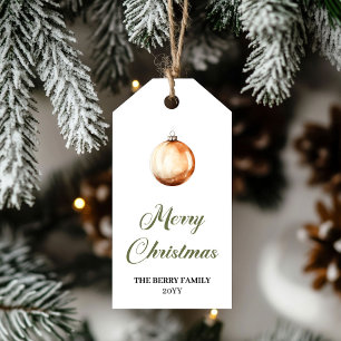 Elegant earthy colors Christmas tree gift tag set
