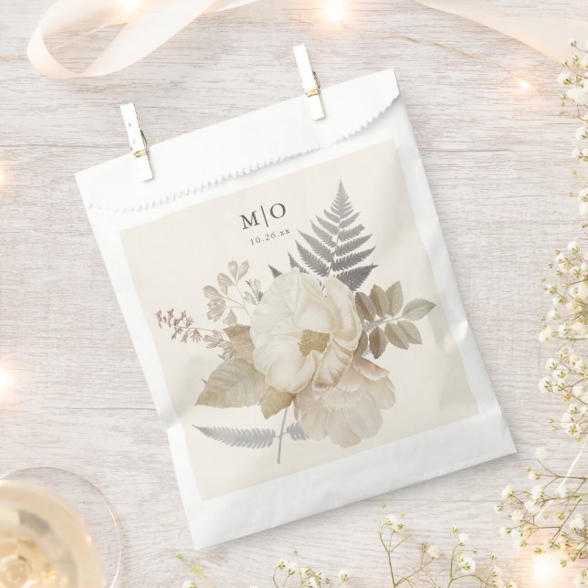 Elegant Earthy Floral Chic Cream Wedding  Favour Bag (Clipped)