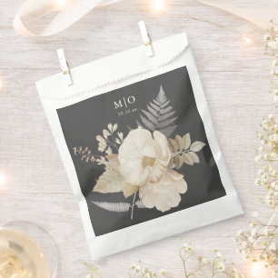 Elegant Earthy Floral Chic Dark Grey Wedding Favour Bag