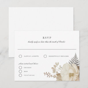 Elegant Earthy Floral Wedding RSVP Reply Card