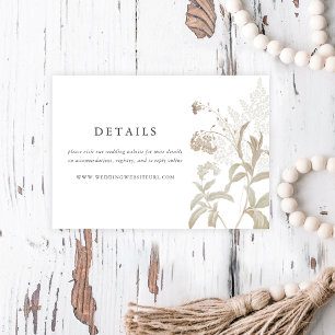 Elegant Earthy Floral White Wedding Details Enclosure Card