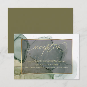 Elegant Earthy Green Alcohol Ink Invitation