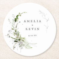 Elegant Earthy Greenery Personalized Names Date Pa