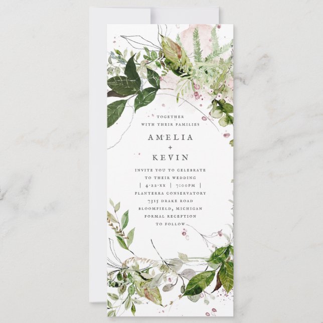 Elegant Earthy Greenery Watercolor Invitation (Front)