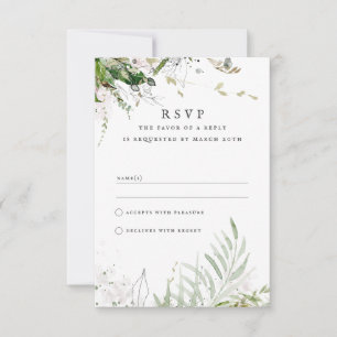 Elegant Earthy Greenery Watercolor Wedding RSVP Card
