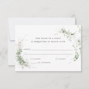 Elegant Earthy Greenery Watercolor Wedding RSVP Card