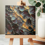Elegant Earthy Maroon and Amber Abstract Stone  Tile<br><div class="desc">Enhance your home decor with this exquisite decorative ceramic tile, featuring a mesmerizing design that mimics natural stone formations. The intricate pattern showcases a network of interconnected shapes, highlighted by delicate, vein-like golden lines. The rich, earthy colour palette includes deep maroons, subtle purples, and warm amber tones, creating a luxurious...</div>