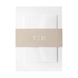 Elegant Earthy Neutral Monogram Modern Wedding Invitation Belly Band