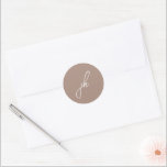 Elegant Earthy Neutral Script Monogram Wedding Classic Round Sticker<br><div class="desc">Elegant wedding stickers featuring a classic design with your monogram in a script font.</div>