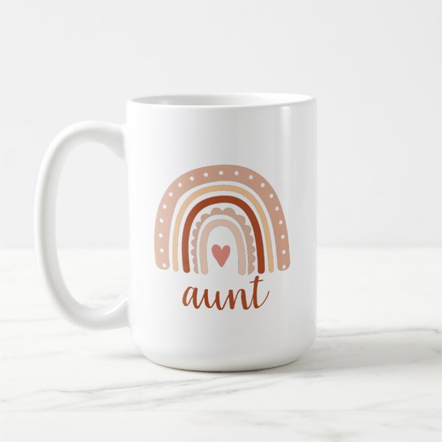 Elegant Earthy Tone Boho Rainbow Aunt Coffee Mug (Left)