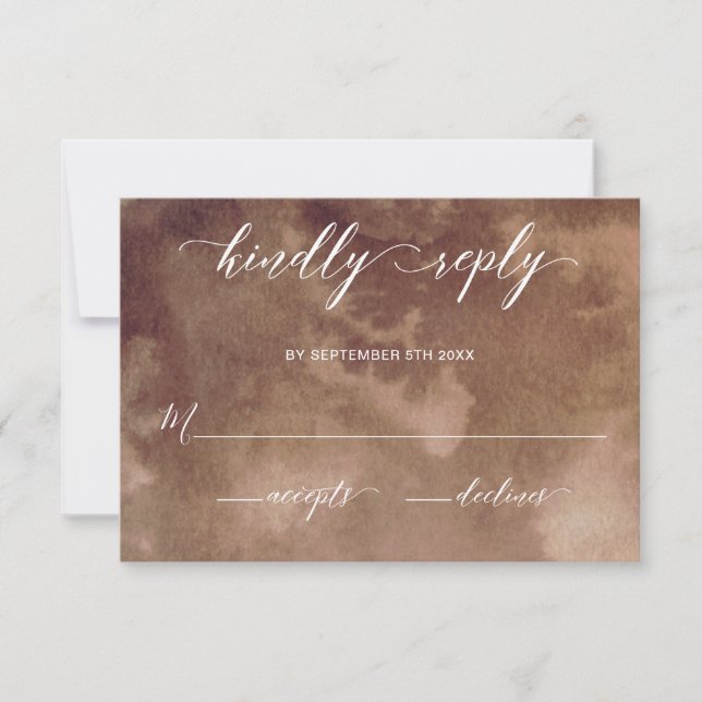 Elegant Earthy Tones Watercolor Wedding RSVP Card (Front)