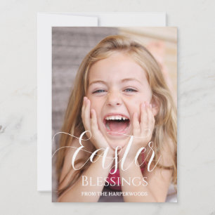 Elegant Easter Blessings Easter Eggs Family photo Holiday Card