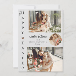 Elegant Easter Blessings Easter Eggs Family photo Holiday Card