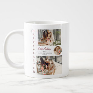 Elegant Easter Blessings Easter Eggs Family photo Large Coffee Mug