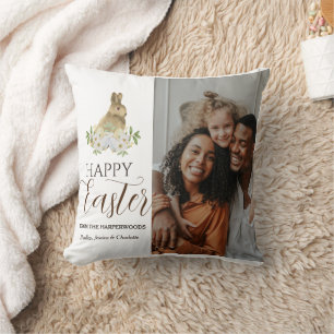 Elegant Easter Blessings Easter Eggs Family photo Throw Pillow