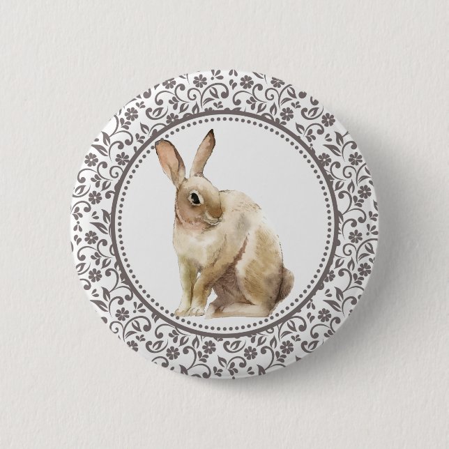 Elegant Easter Brown Rabbit 2 Inch Round Button (Front)