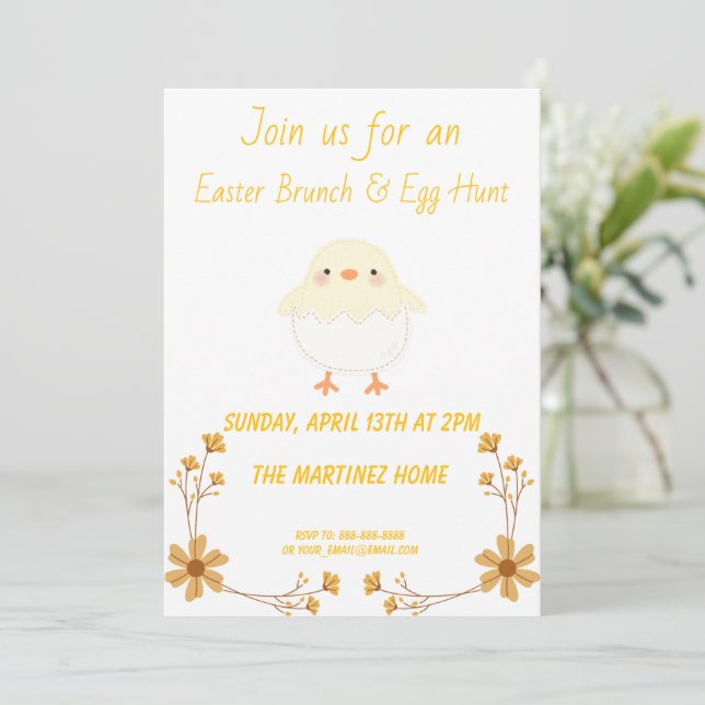 Elegant Easter Brunch & Egg Hunt Invitation (Standing Front)