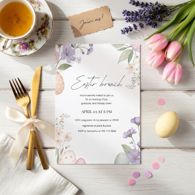 Elegant Easter Brunch | Pastel Floral Spring Invitation (Creator Uploaded)