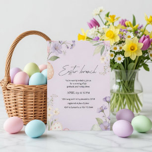 Elegant Easter Brunch Pastel Floral Spring Invitation