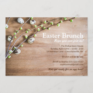 Elegant Easter Brunch Rustic Spring Blossoms Eggs Invitation