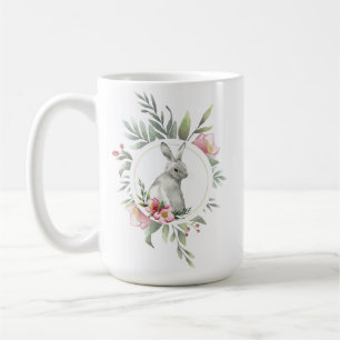 Elegant Easter Bunny Floral design Coffee Mug