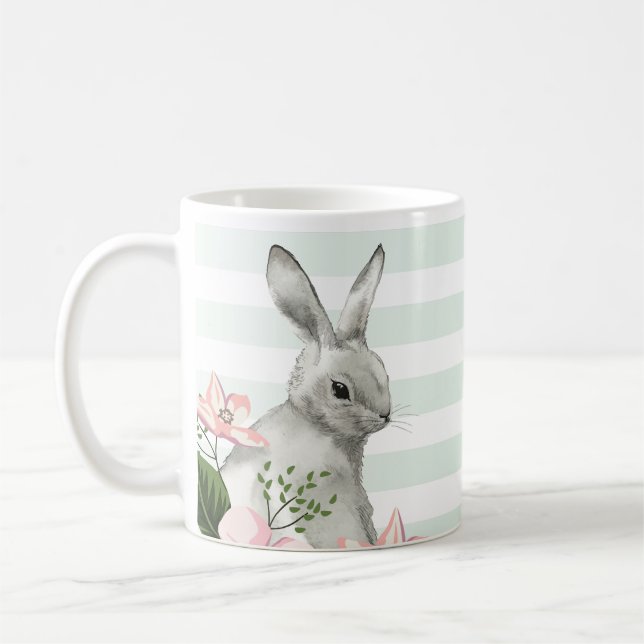 Elegant Easter Bunny striped Coffee Mug (Left)