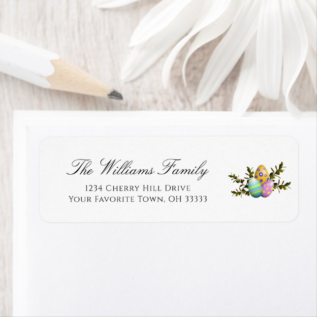 Elegant Easter Decorated Eggs Return Address (Insitu)